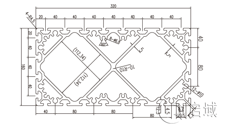 QY-8-160320工業(yè)鋁型材圖紙 QY-8-160320工業(yè)鋁型材圖紙